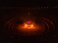 A Zoolians artist captivates the audience with a fiery performance during the closing show of '????????'?????: Arcanes' in the Arles arenas....