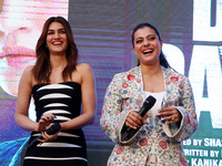 Bollywood actors Kirti Sanon and Kajol promote their upcoming film 'Do Patti' in Jaipur, Rajasthan, India, on October 21, 2024. (