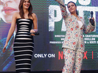 Bollywood actors Kirti Sanon and Kajol promote their upcoming film 'Do Patti' in Jaipur, Rajasthan, India, on October 21, 2024. (