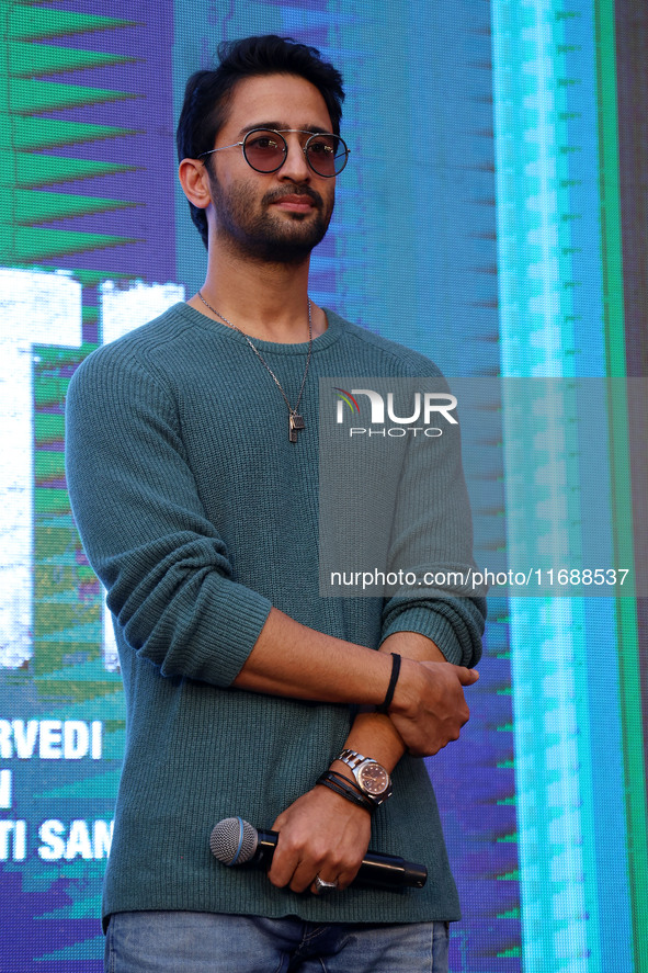 Bollywood actor Shaheer Sheikh promotes his upcoming film 'Do Patti' in Jaipur, Rajasthan, India, on October 21, 2024. 