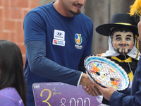 Bronze medalist Marcus D'Almeida of Brazil receives the third-place prize during the medal ceremony on the final day of the Tlaxcala 2024 Ar...