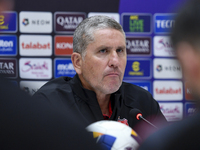 Juan Carlos Fernandez, Head Coach of Persepolis FC, attends a press conference at Jassim Bin Hamad Stadium in Doha, Qatar, on October 20, 20...