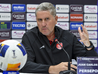 Juan Carlos Fernandez, Head Coach of Persepolis FC, attends a press conference at Jassim Bin Hamad Stadium in Doha, Qatar, on October 20, 20...