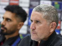 Juan Carlos Fernandez, Head Coach of Persepolis FC, attends a press conference at Jassim Bin Hamad Stadium in Doha, Qatar, on October 20, 20...