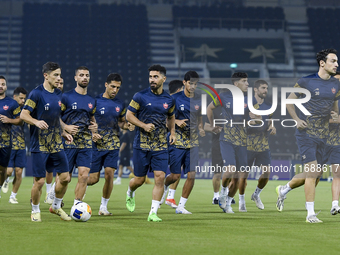 Persepolis FC players attend a training session at Jassim Bin Hamad Stadium in Doha, Qatar, on October 20, 2024, ahead of the AFC Champions...