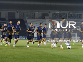 Persepolis FC players attend a training session at Jassim Bin Hamad Stadium in Doha, Qatar, on October 20, 2024, ahead of the AFC Champions...