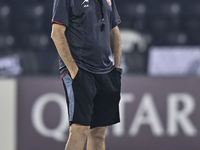 Head coach of Persepolis FC, Juan Carlos Fernandez, looks on during a training session at Jassim Bin Hamad Stadium in Doha, Qatar, on Octobe...