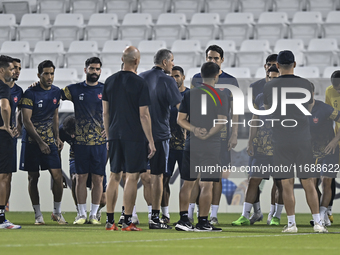 Persepolis FC head coach Juan Carlos Fernandez and players participate in the training session at Jassim Bin Hamad Stadium in Doha, Qatar, o...