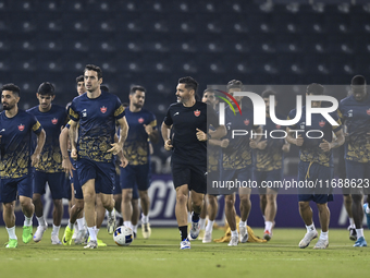 Persepolis FC players attend a training session at Jassim Bin Hamad Stadium in Doha, Qatar, on October 20, 2024, ahead of the AFC Champions...