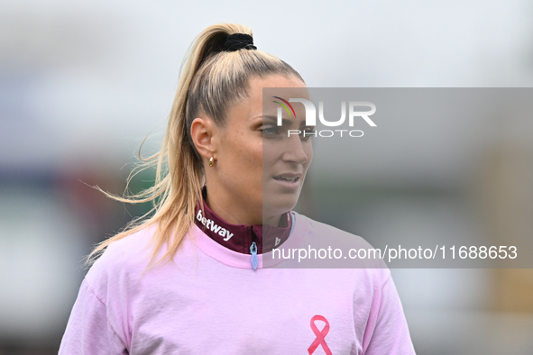 Shelina Zadorsky (14 West Ham) warms up during the Barclays FA Women's Super League match between West Ham United and Arsenal at the Chigwel...