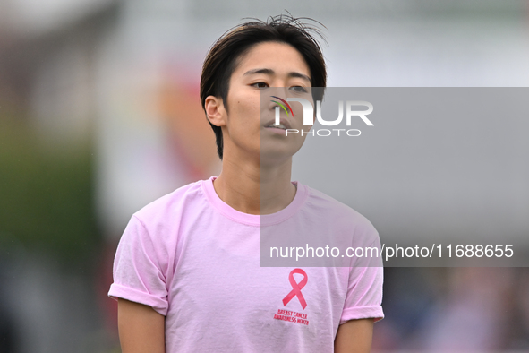 Riko Ueki (9 West Ham) warms up during the Barclays FA Women's Super League match between West Ham United and Arsenal at the Chigwell Constr...