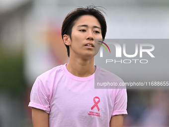 Riko Ueki (9 West Ham) warms up during the Barclays FA Women's Super League match between West Ham United and Arsenal at the Chigwell Constr...