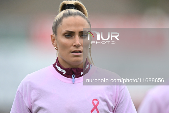 Shelina Zadorsky (14 West Ham) warms up during the Barclays FA Women's Super League match between West Ham United and Arsenal at the Chigwel...