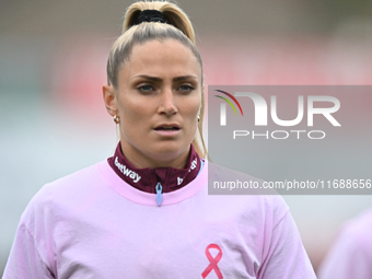 Shelina Zadorsky (14 West Ham) warms up during the Barclays FA Women's Super League match between West Ham United and Arsenal at the Chigwel...