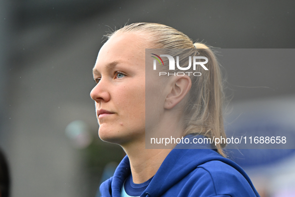 Frida Maanum (12 Arsenal) participates in the Barclays FA Women's Super League match between West Ham United and Arsenal at the Chigwell Con...