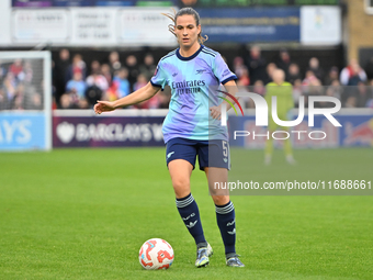 Laia Codina (5 Arsenal) controls the ball during the Barclays FA Women's Super League match between West Ham United and Arsenal at the Chigw...