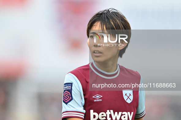 Riko Ueki (9 West Ham) looks on during the Barclays FA Women's Super League match between West Ham United and Arsenal at the Chigwell Constr...