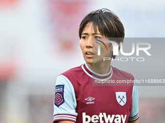 Riko Ueki (9 West Ham) looks on during the Barclays FA Women's Super League match between West Ham United and Arsenal at the Chigwell Constr...