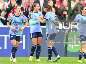 Rosa Kafaji (16 Arsenal) celebrates after scoring the team's second goal during the Barclays FA Women's Super League match between West Ham...