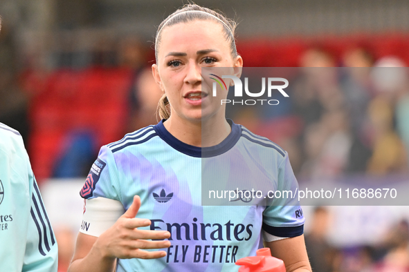 Katie McCabe (11 Arsenal) participates in the Barclays FA Women's Super League match between West Ham United and Arsenal at the Chigwell Con...