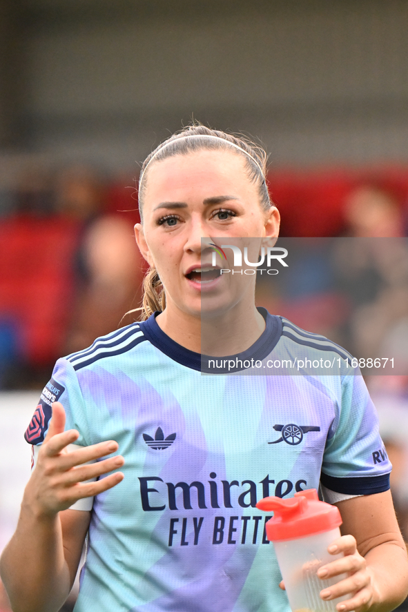 Katie McCabe (11 Arsenal) participates in the Barclays FA Women's Super League match between West Ham United and Arsenal at the Chigwell Con...