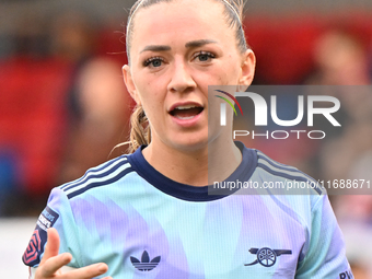 Katie McCabe (11 Arsenal) participates in the Barclays FA Women's Super League match between West Ham United and Arsenal at the Chigwell Con...