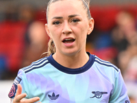 Katie McCabe (11 Arsenal) participates in the Barclays FA Women's Super League match between West Ham United and Arsenal at the Chigwell Con...