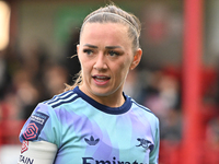 Katie McCabe (11 Arsenal) participates in the Barclays FA Women's Super League match between West Ham United and Arsenal at the Chigwell Con...