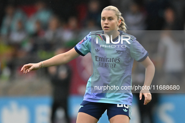 Alessia Russo (23 Arsenal) participates in the Barclays FA Women's Super League match between West Ham United and Arsenal at the Chigwell Co...