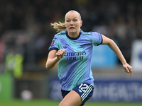 Frida Maanum (12 Arsenal) is in action during the Barclays FA Women's Super League match between West Ham United and Arsenal at the Chigwell...