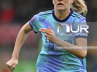 Frida Maanum (12 Arsenal) participates in the Barclays FA Women's Super League match between West Ham United and Arsenal at the Chigwell Con...