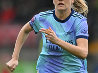 Frida Maanum (12 Arsenal) participates in the Barclays FA Women's Super League match between West Ham United and Arsenal at the Chigwell Con...