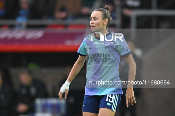 Caitlin Foord (19 Arsenal) has a bandaged hand during the Barclays FA Women's Super League match between West Ham United and Arsenal at the...