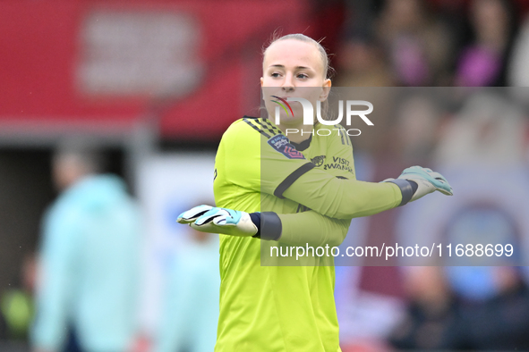 Goalkeeper Daphne Van Domselaar (14 Arsenal) participates in the Barclays FA Women's Super League match between West Ham United and Arsenal...