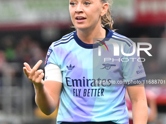 Katie McCabe (11 Arsenal) gestures during the Barclays FA Women's Super League match between West Ham United and Arsenal at the Chigwell Con...