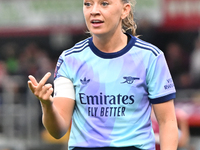 Katie McCabe (11 Arsenal) gestures during the Barclays FA Women's Super League match between West Ham United and Arsenal at the Chigwell Con...