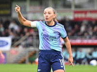 Katie McCabe (11 Arsenal) gestures during the Barclays FA Women's Super League match between West Ham United and Arsenal at the Chigwell Con...