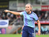 Katie McCabe (11 Arsenal) gestures during the Barclays FA Women's Super League match between West Ham United and Arsenal at the Chigwell Con...