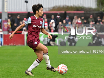 Riko Ueki (9 West Ham) controls the ball during the Barclays FA Women's Super League match between West Ham United and Arsenal at the Chigwe...