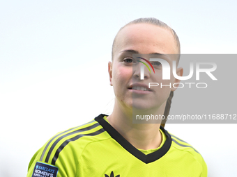 Goalkeeper Daphne Van Domselaar (14 Arsenal) stands after the final whistle during the Barclays FA Women's Super League match between West H...