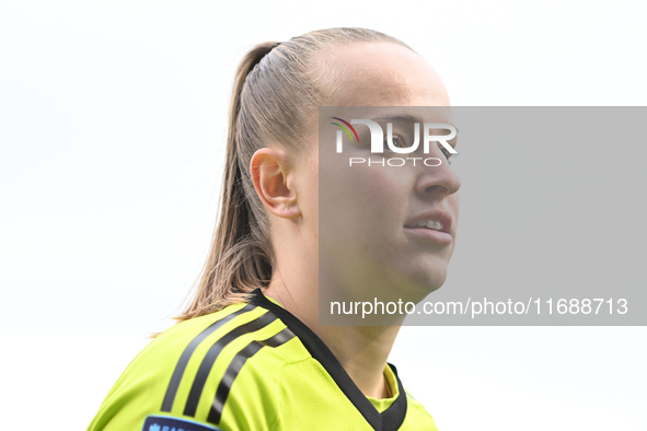 Goalkeeper Daphne Van Domselaar (14 Arsenal) stands after the final whistle during the Barclays FA Women's Super League match between West H...