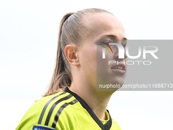 Goalkeeper Daphne Van Domselaar (14 Arsenal) stands after the final whistle during the Barclays FA Women's Super League match between West H...