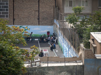 Iranian students appear at a high school in the historical city of Tabriz, Iran, on October 16, 2024, amid global concerns about war between...