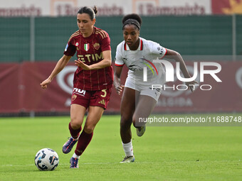 Lucia Di Guglielmo of A.S. Roma Femminile and Chante-Mary Dompig of A.C. Milan Femminile are in action during the 7th day of the Serie A Fem...