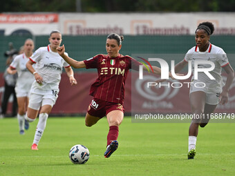 Lucia Di Guglielmo of A.S. Roma Femminile and Chante-Mary Dompig of A.C. Milan Femminile are in action during the 7th day of the Serie A Fem...