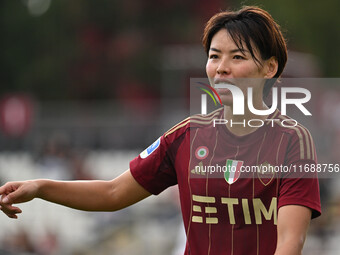 Saki Kumagai of A.S. Roma Femminile participates in the 7th day of the Serie A Femminile eBay Championship between A.S. Roma and A.C. Milan...