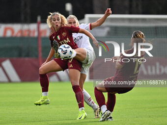 Alayah Pilgrim of A.S. Roma Femminile and Emma Koivisto of A.C. Milan Femminile are in action during the 7th day of the Serie A Femminile eB...