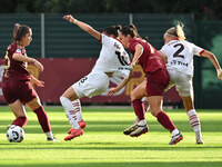 Giulia Dragoni of A.S. Roma Femminile, Monica Renzotti of A.C. Milan Femminile, Evelyne Viens of A.S. Roma Femminile, and Emma Koivisto of A...