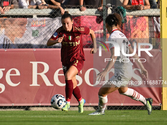 Emilie Haavi of A.S. Roma Femminile and Angelica Soffia of A.C. Milan Femminile are in action during the 7th day of the Serie A Femminile eB...