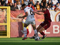 Nadine Sorelli of A.C. Milan Femminile and Evelyne Viens of A.S. Roma Femminile are in action during the 7th day of the Serie A Femminile eB...